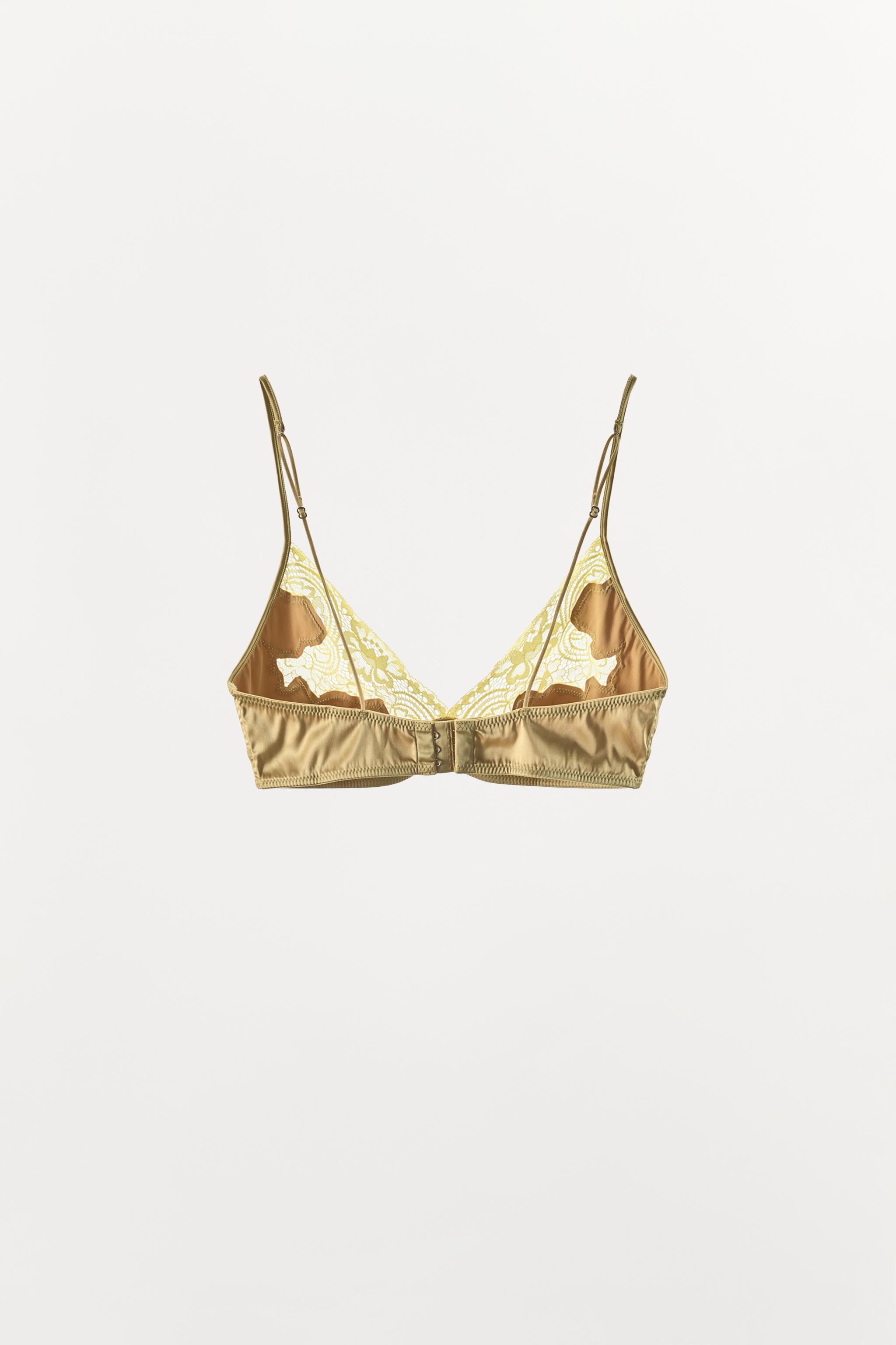 SATIN EFFECT LACE TRIANGLE BRA